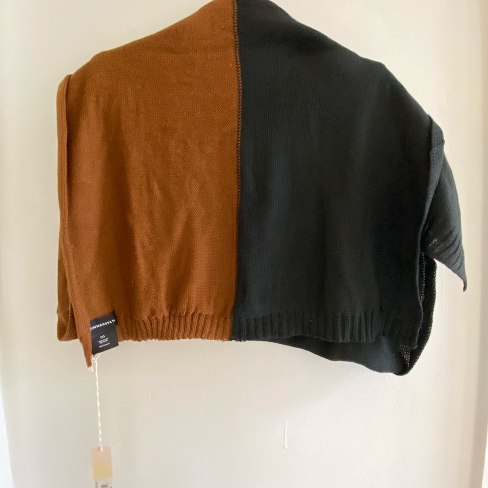 summersalt Two-Tone Brown and Black Knit Wrap Scarf